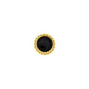 ENAMELED METAL BUTTON WITH WORKED RIM - DARK BLUE-GOLD