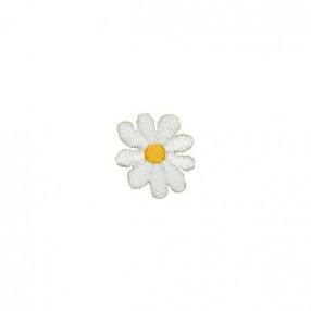 DAISY FLOWER EMBROIDERED IRON-ON MOTIF - WHITE