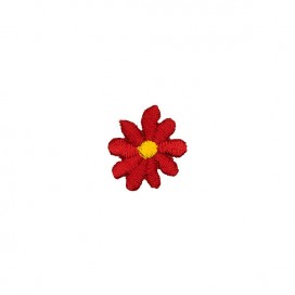 DAISY FLOWER EMBROIDERED IRON-ON MOTIF - RED