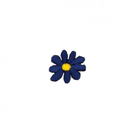 DAISY FLOWER EMBROIDERED IRON-ON MOTIF - BLUE