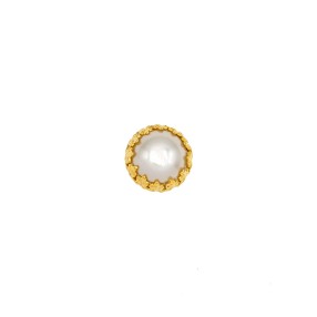 CROWN DESIGN METAL SHANK BUTTON WITH PEARL - GOLD