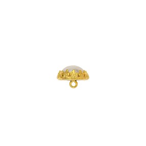 CROWN DESIGN METAL SHANK BUTTON WITH PEARL - GOLD
