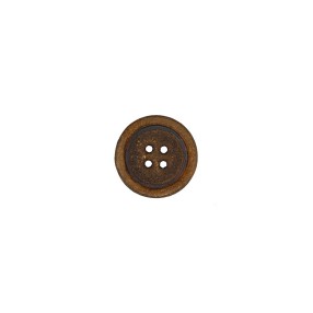 4-HOLE GENUINE HORN BUTTON WITH RIM - BROWN HEART