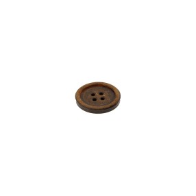 4-HOLE GENUINE HORN BUTTON WITH RIM - BROWN HEART