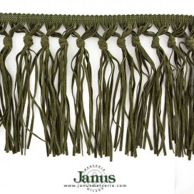 FAUX SUEDE HAND KNOTTED FRINGE 150MM - GREEN