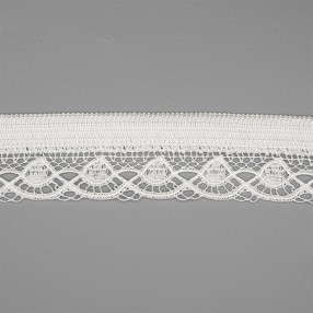 ITALIAN COTTON LACE WITH DOUBLE LIP 30MM - WHITE