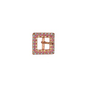 SQUARE METAL BUCKLE ROSE GOLD WITH RHINESTONE - MULTIC.