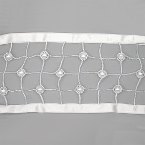 NET TRIMMING WITH BEADS 100MM - WHITE