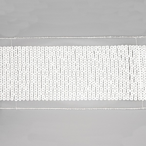 SEQUIN TRIMMING  90MM - WHITE