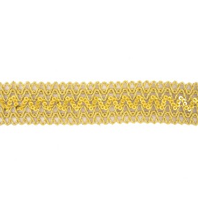 METALLIC TRIMMING BRAID WITH SEQUIN 25MM - GOLD