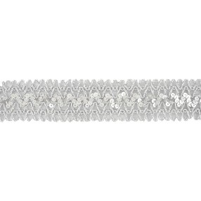 METALLIC TRIMMING BRAID WITH SEQUIN 25MM - SILVER