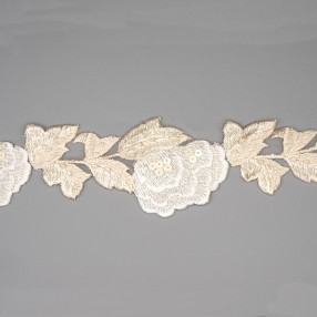 FLOREAL EMBROIDERED TRIMMING  - WHITE-IVORY