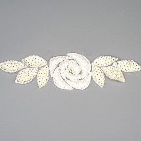 FLOREAL EMBROIDERED TRIMMING WITH SEQUIN - WHITE-IVORY