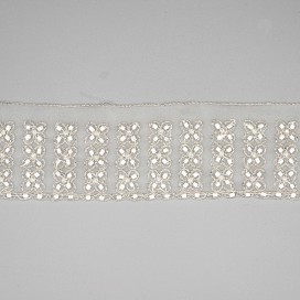 EMBROIDERED BEADS TRIMMING - WHITE