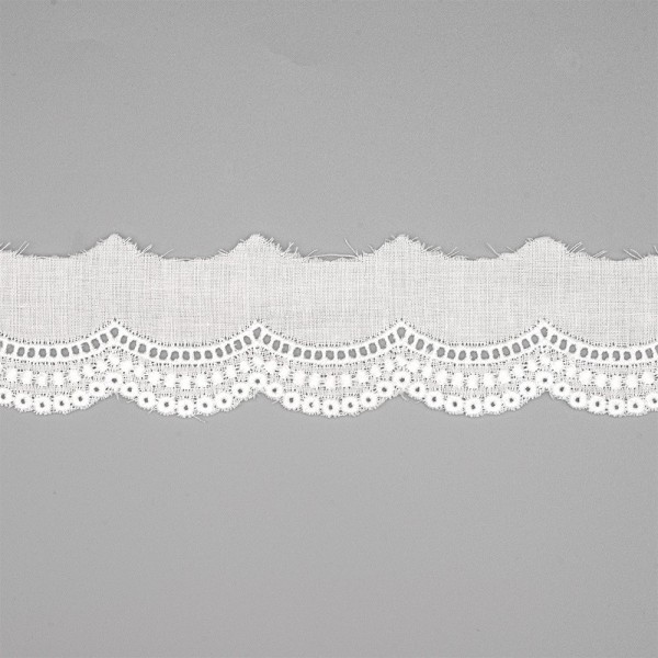 COTTON BRODERIE ANGLAISE LACE 30MM - WHITE