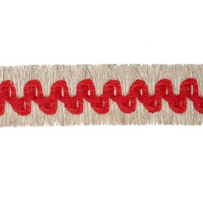 NATURAL FRINGED TRIMMING BRAID - RED