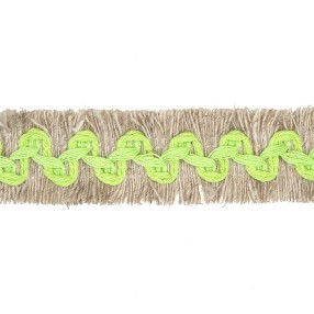 NATURAL FRINGED TRIMMING BRAID - LIME GREEN