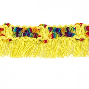 BRAID WITH FRINGE TRIM YELLOW AND MULTICOLOR 25MM