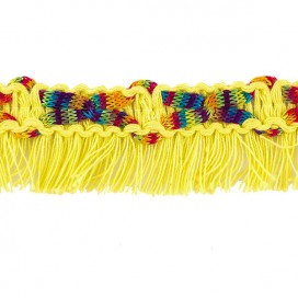 BRAID WITH FRINGE TRIM YELLOW AND MULTICOLOR 25MM