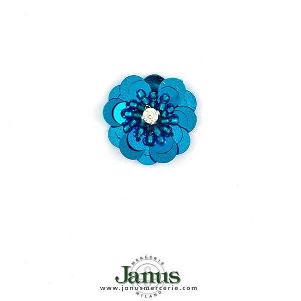FLOWER SEQUIN BEADS MOTIF - TURQUOISE