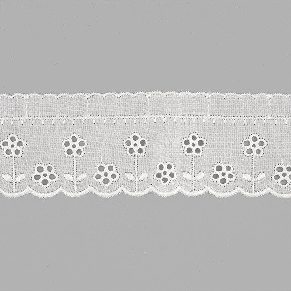 COTTON BRODERIE  BORDER LACE 45MM - WHITE