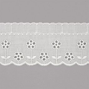 COTTON BRODERIE  BORDER LACE 45MM - WHITE