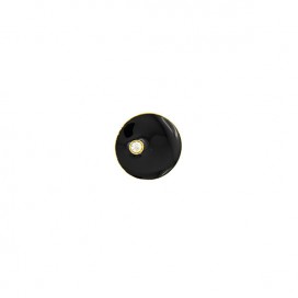 SHANK ABS BUTTON BLACK-GOLD WITH RHINESTONE