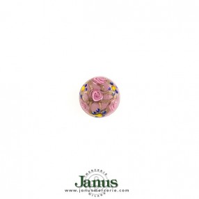 SHANK GLASS BUTTON WITH METAL BASE - PINK