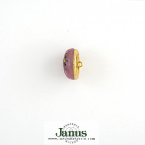 SHANK GLASS BUTTON WITH METAL BASE - PINK