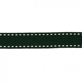 DOUBLE STITCHED GROS-GRAIN RIBBON - BOTTLE GREEN