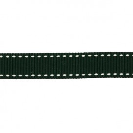 DOUBLE STITCHED GROS-GRAIN RIBBON - BOTTLE GREEN