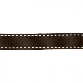 DOUBLE STITCHED GROS-GRAIN RIBBON - COFFEE