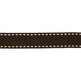 DOUBLE STITCHED GROS-GRAIN RIBBON - COFFEE