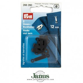 HOOKS AND BARS FOR TROUSERS AND SKIRTS 12MM - BLACK