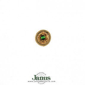 METALLIC EMBROIDERED SEW-ON BUTTON MOTIF - GREEN GOLD