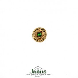 METALLIC EMBROIDERED SEW-ON BUTTON MOTIF - GREEN GOLD