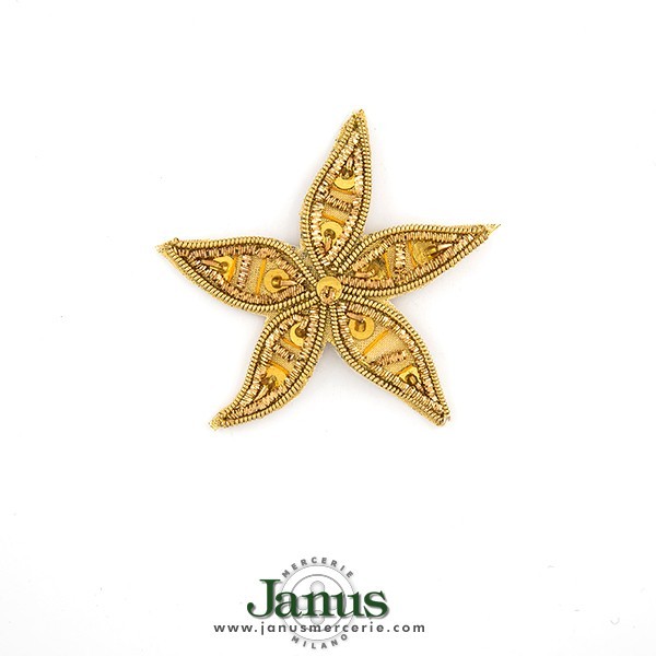 METALLIC STAR EMBROIDERED SEW-ON MOTIF - GOLD