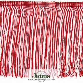 CHAINETTE CUT FRINGE 140MM - RED WHITE