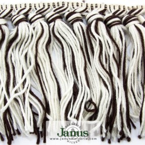 HAND KNITTED WOOL FRINGE 150MM - MIX BROWN WHITE