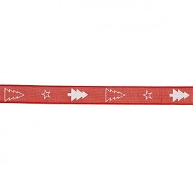 CHRISTMAS WIRE EDGE DECORATIVE RIBBON - RED