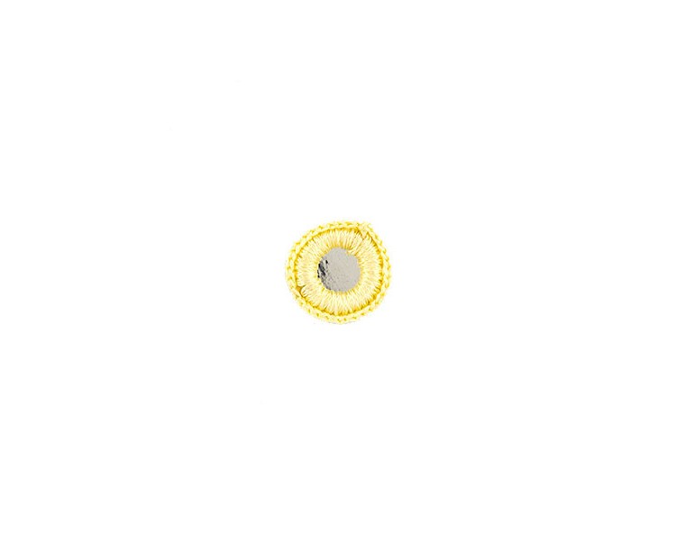 EMBROIDERED ROUND MIRROR MOTIF 21MM - LIGHT YELLOW