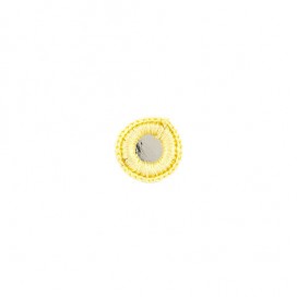 EMBROIDERED ROUND MIRROR MOTIF 21MM - LIGHT YELLOW