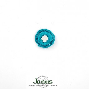 EMBROIDERED ROUND MIRROR MOTIF 21MM - TURQUOISE