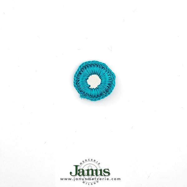 EMBROIDERED ROUND MIRROR MOTIF 21MM - TURQUOISE
