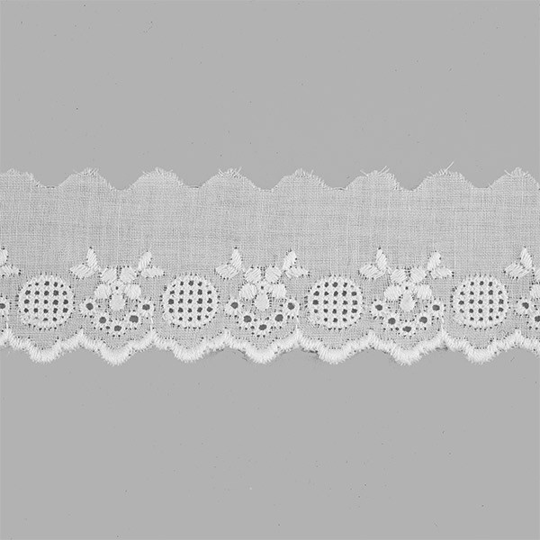 COTTON BRODERIE ANGLAISE LACE 35MM - WHITE