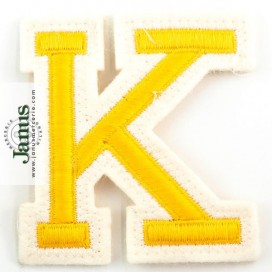 EMBROIDERED BLOCK ALPHABET LETTERS MOTIF 75MM - YELLOW