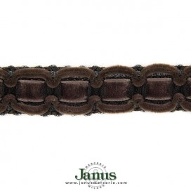 TRIMMING BRAID WITH VELVET RIBBON 25MM - BROWN