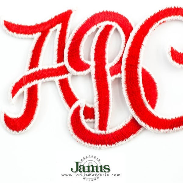EMBROIDERED CURSIVE ALPHABET LETTERS 50MM - RED