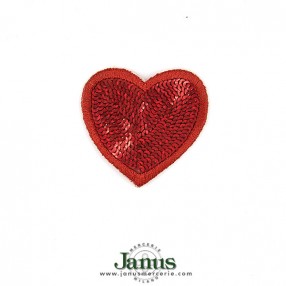 HEART IRON-ON MOTIF 45X50MM - RED