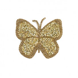 RHINESTONE BUTTERFLY IRON-ON PATCH - GOLD
